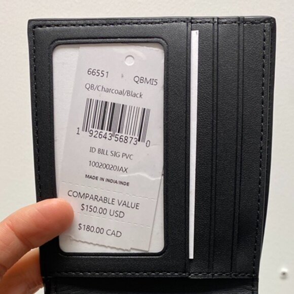 Coach Id Billfold Wallet In Signature Canvas, Men Wallet, Black - Picture 3 of 5